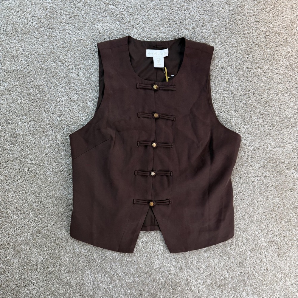 House Of Harlow 1960 Vest Womens Small Brown Button Front Lined Sleeveless